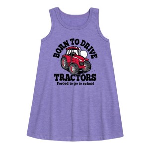 Girls' - Instant Message - Born To Drive Tractors School Graphic Sleeveless Aline Dress - 1 of 4