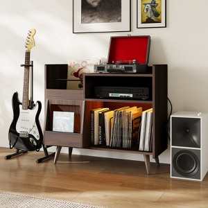 33" Large Record Player Stand, Vinyl Storage Cabinet for 350+ Albums, Player Turntable Station, Record Player Table for Bedroom Living Room - 1 of 4