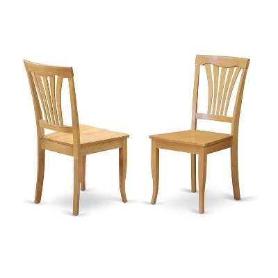 East West Furniture AVC-OAK-W Avon Dining Room Chair Wood Seat - Oak Finish - Set of 2