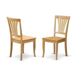 East West Furniture AVC-OAK-W Avon Dining Room Chair Wood Seat - Oak Finish - Set of 2 - 1 of 3