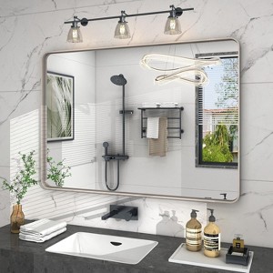 KIOTEE Rectangular Aluminum Alloy Framed and Tempered Glass Wall Bathroom Vanity Mirror in Matte Black - 1 of 4