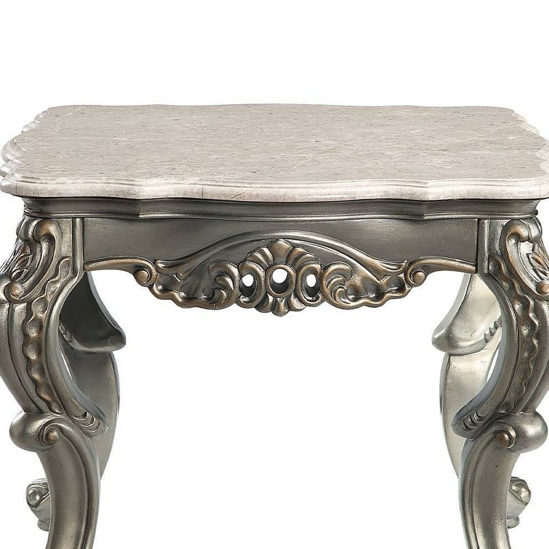 28&#34; Miliani Accent Table Natural Marble Top and Antique Bronze Finish - Acme Furniture, 4 of 9