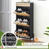 Natural Rattan Shoe Cabinet with 3 Flip Doors and 1 Drawer, Freestanding Shoe Organizer for Entryway, Hallway - 4 of 4