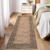 2 x 6 ft Polyester Red Brown Rectangular Indoor Laundry Bathroom Kitchen Distressed Floral Print Vintage Machine Washable Runner Rug - 2 of 4