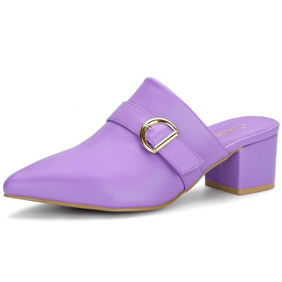 Allegra K Women's Pointed Toe Slip-on Block Heel Mules