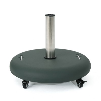 Green Concrete Circular Umbrella Base with Stainless Steel Pole