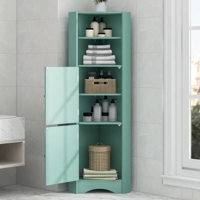 Grungis Bathroom Storage Cabinet,Floor Coner Cabinet with Doors and Adjustable Shelves,Storage Cabinet for Bathroom