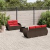 vidaXL 6 Piece Patio Sofa Set with Cushions Brown and Red Poly Rattan - 2 of 4