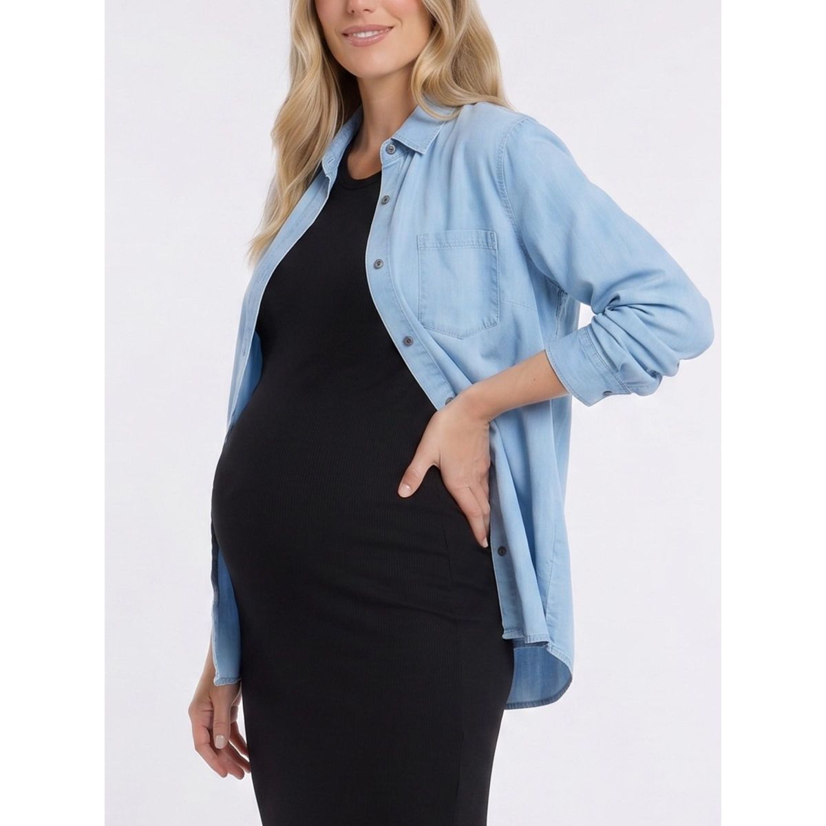 Women's Long Sleeve Button-Up Poplin Shirt | Motherhood Maternity - thumbnail 8