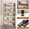 Jojoka 5-Tier Bookcase with Open Shelves,Farmhouse Wood Storage Rack with Adjustable Feet for Living Room,Brown - 3 of 4