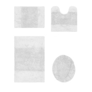 Granada 4 Piece Bath Rug Set 100% Premium Cotton Tufted Non-Slip Backing Bathmats for Bathroom, Super Soft Absorbent, Machine Washable - 1 of 4