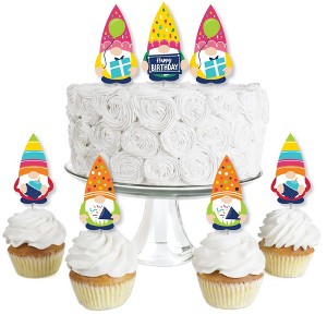 Big Dot of Happiness Gnome Birthday - Dessert Cupcake Toppers - Happy Birthday Party Clear Treat Picks - Set of 24 - 1 of 4
