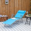Outsunny Chaise Lounge Foldable Outdoor Chair, Portable, 7-Position Adjustable Reclining Tri-fold Chair with Pillow, Light Blue - 2 of 4