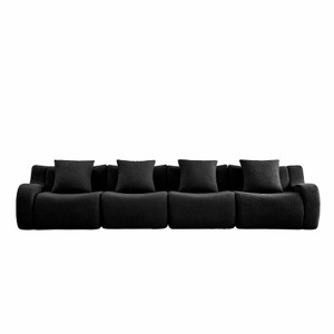 Aukfa Modular Teddy Fabric Sofa,Convertible Modular Sectional Sofa Set , 4-Seats with 1/2 Ottoman Soft Boneless Design for Living Room - 1 of 4