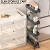 LunaLulinlk 4 Tier Slim Rolling Storage Cart, Slim Cart Kitchen Storage Organizer Rolling Utility/ Mobile Shelving Unit Slide Out Storage Cart, Black - 3 of 4