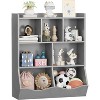 3-Tier Toy Storage Organizer with Bookshelf, Kids Bookshelf with Cubby Organizer Cabinet, Wooden Bookcase for Playroom, Nursery, Kids Room - 2 of 4