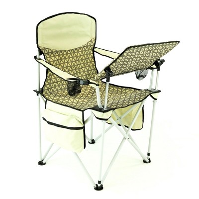 HOMLUX Folding Camping Chair with Adjustable Table, Wine Holder & Storage for Outdoor Use