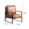 Homy Casa Mid-Century Faux Leather Accent Chair with Metal Frame for Living Room or Bedroom, Brown - 3 of 4