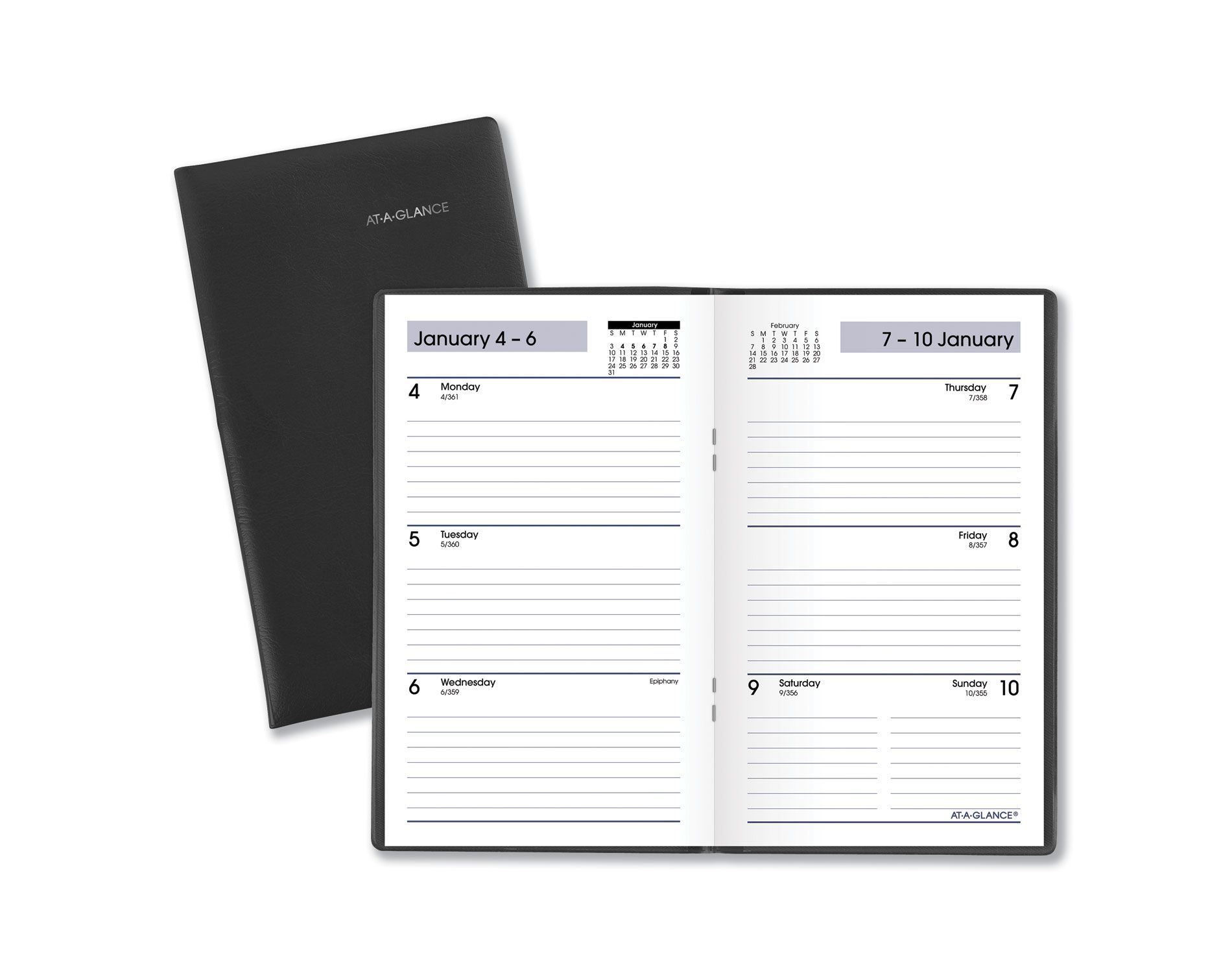 DayMinder Weekly Pocket Planner, 6 x 3.5, Black Cover, 12-Month (Jan to Dec): 2026