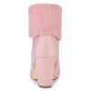 Allegra K Women's Side Zipper Cute Round Toe Faux Fur Chunky Heel Ankle Boots - 3 of 4