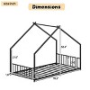 FURNIinspire Beds Twin Size Kid Bed Frame, Floor Bed House Shape Iron Platform Bed with Fence for Bedroom Kid Room, Black, 78.5"*40.94"*58.4" - 3 of 4