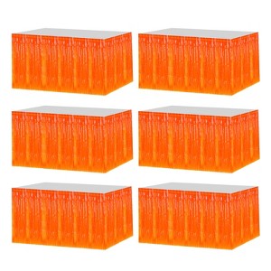 Unique Bargains Wedding Birthday Metallic Foil Fringe Table Skirts for Rectangle Tables - 1 of 4