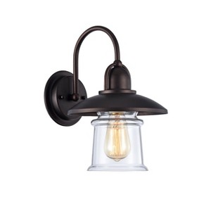 Chloe Lighting Manette Industrial-Style 1 Light Rubbed Bronze Wall Sconce 9"Wide - 1 of 3