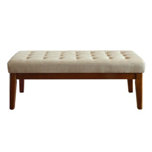 Claire Tufted Upholstered Bench Beige - Adore Decor