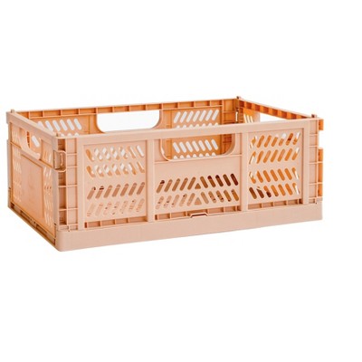 3 Sprouts Rectangular Recycled Plastic Foldable Crate (Large Size) - Clay