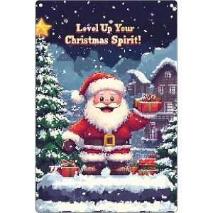 Lomsoe Retro Pixel Christmas Sign ¨C ¡°Level Up Your Christmas Spirit¡± 8x12 Inch Vintage Metal Tin Wall Decor, Fun Holiday Decoration - 1 of 4