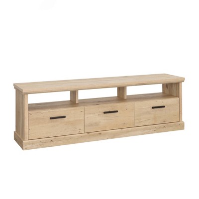 Sauder Aspen Post Entertainment Center: Holds 70" TV, 3 Drawers, 3 Cubbies, Farmhouse Style