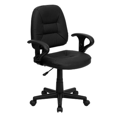 Flash Furniture Mid-Back Black Leather Swivel Ergonomic Task Office Chair with Adjustable Arms