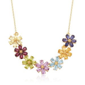 Ross-Simons 6.90 ct. t.w. Multi-Stone Flower Necklace in 18kt Gold Over Sterling - 1 of 4