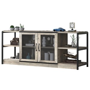Whizmax Industrial Grey TV Stand for 65 inch TV, TV Console Table with Mesh Door and Storage, for Bedroom, Living Room - 1 of 4