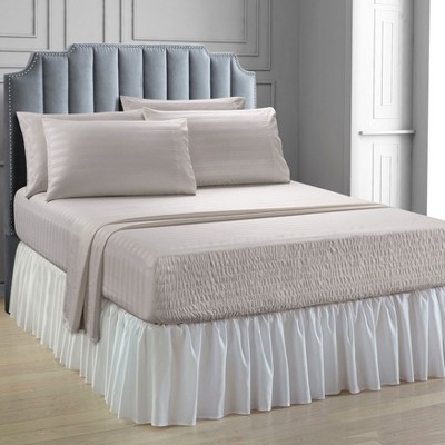 BrylaneHome 6 Piece Microfiber Bedtite; Damask Stripe Sheet Set