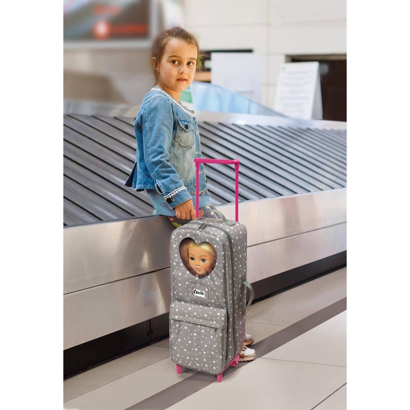 Travel and Tour Trolley Carrier with Bed for 18-in&#34; Dolls - Gray/Stars, 3 of 13