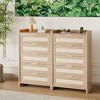 Rattan 5 Drawers Dresser, 46 Inch Tall Boho Dresser with Golden Metal Handles, Chest of Drawers, Clothes Storage Cabinet - 2 of 4