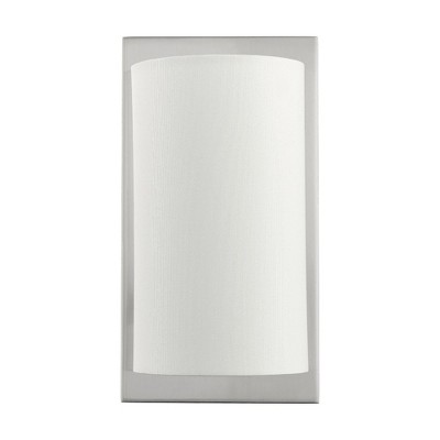 Brushed Nickel Wall Sconce with Off-White Fabric Shade
