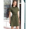 INSPIRE CHIC Women's Point Collar Front Elastic Waist Drawstring Mini Shirt Dress with Pocket - 2 of 4