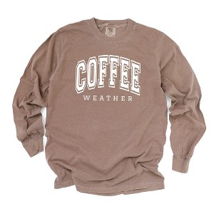 Simply Sage Market Women's Coffee Weather Long Sleeve Garment Dyed Tee - 1 of 2