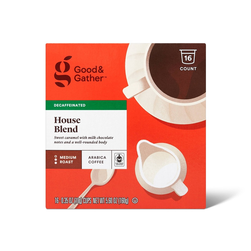Photos - Coffee Decaf Medium Roast House Blend  - 16ct Single Serve Pods - Good & Ga