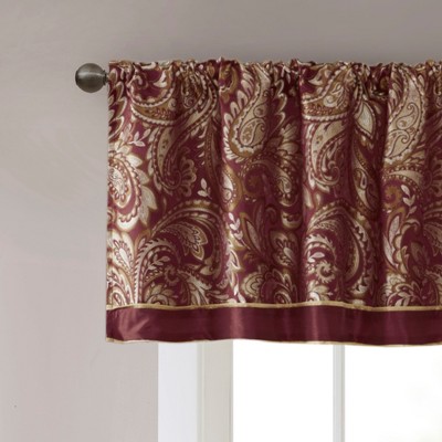 Burgundy Jacquard Paisley Rod Pocket Window Valance