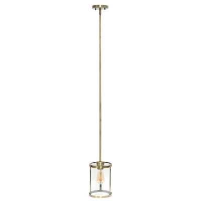 Antique Brass Farmhouse 55" Adjustable Clear Glass Pendant Light