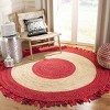 Cape Cod CAP701 Handmade Woven Area Rug - Red/Natural - 5' X 5'  Round - Safavieh - 2 of 4