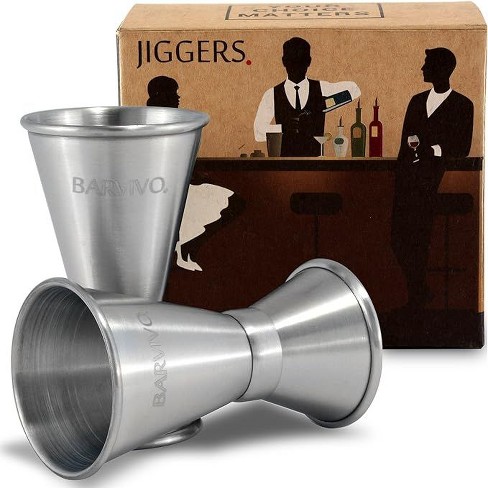 Barvivo 0.5oz / 1oz Double Jigger Set For Measuring Liquor, Silver : Target