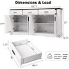 Angel Sar 63'' Farmhouse Sideboard Buffet Cabinet with Storage, Fluted Kitchen Cabinet with 4 Doors, 3 Drawers & 2 Adjustable Shelves, White - 3 of 4