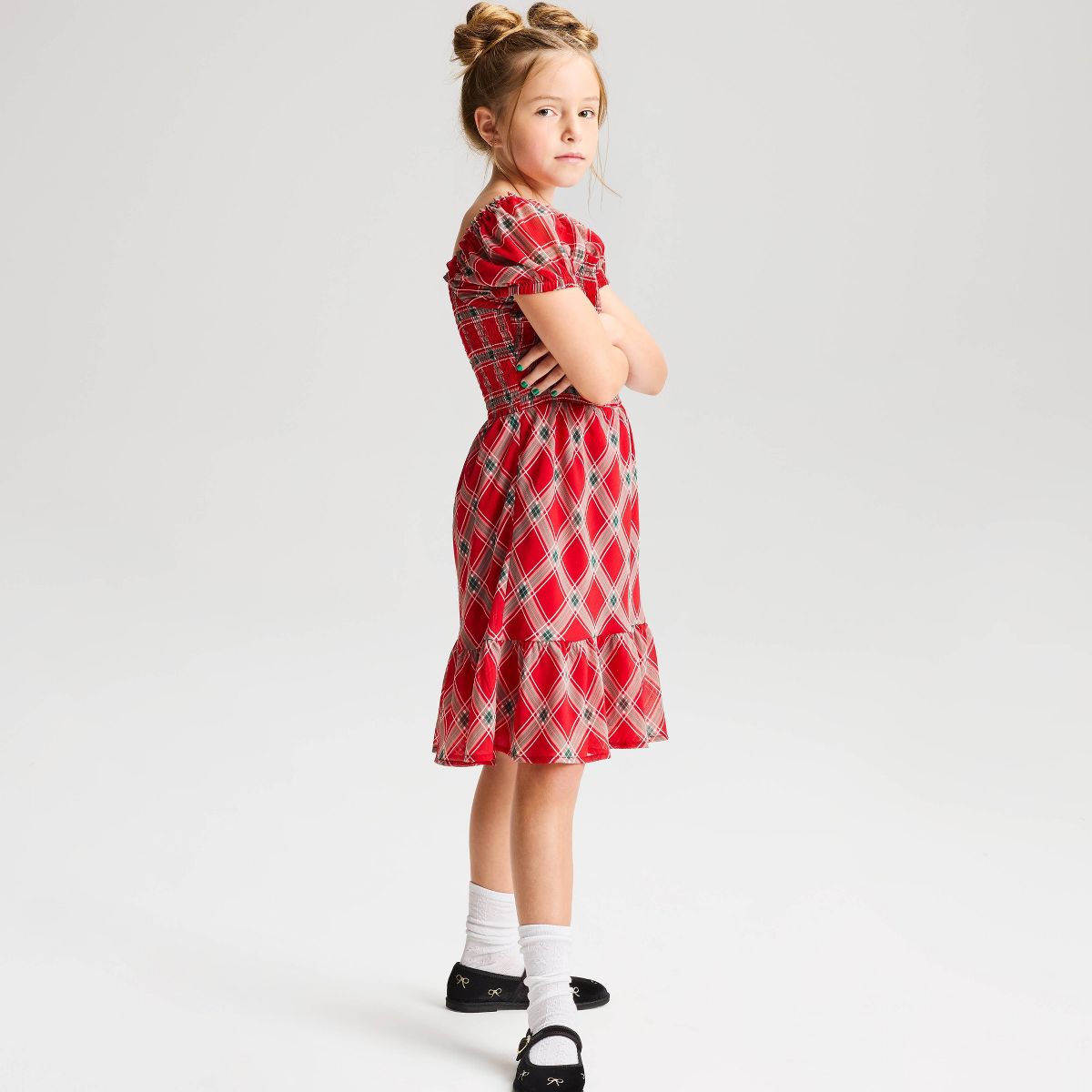 Girls' Puff Sleeve Smocked Dress - Cat & Jack™ - thumbnail 5
