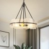 DORESshop 4-Light Black Pendant Light with Clear Glass Drum Shades E26 Base Hanging Fixture No Light Bulbs Included - 2 of 4