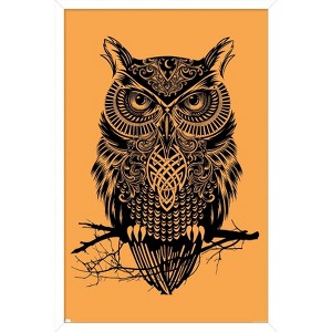 Trends International Rachel Caldwell - Warrior Owl On Orange Framed Wall Poster Prints - 1 of 4