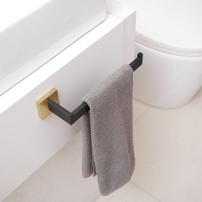Matte Black and Gold Stainless Steel 5-Piece Bathroom Hardware Set